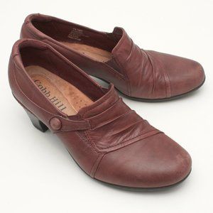 Cobb Hill by New Balance Shoes Size 8.5 W Burgundy Ruched Leather Button Shootie